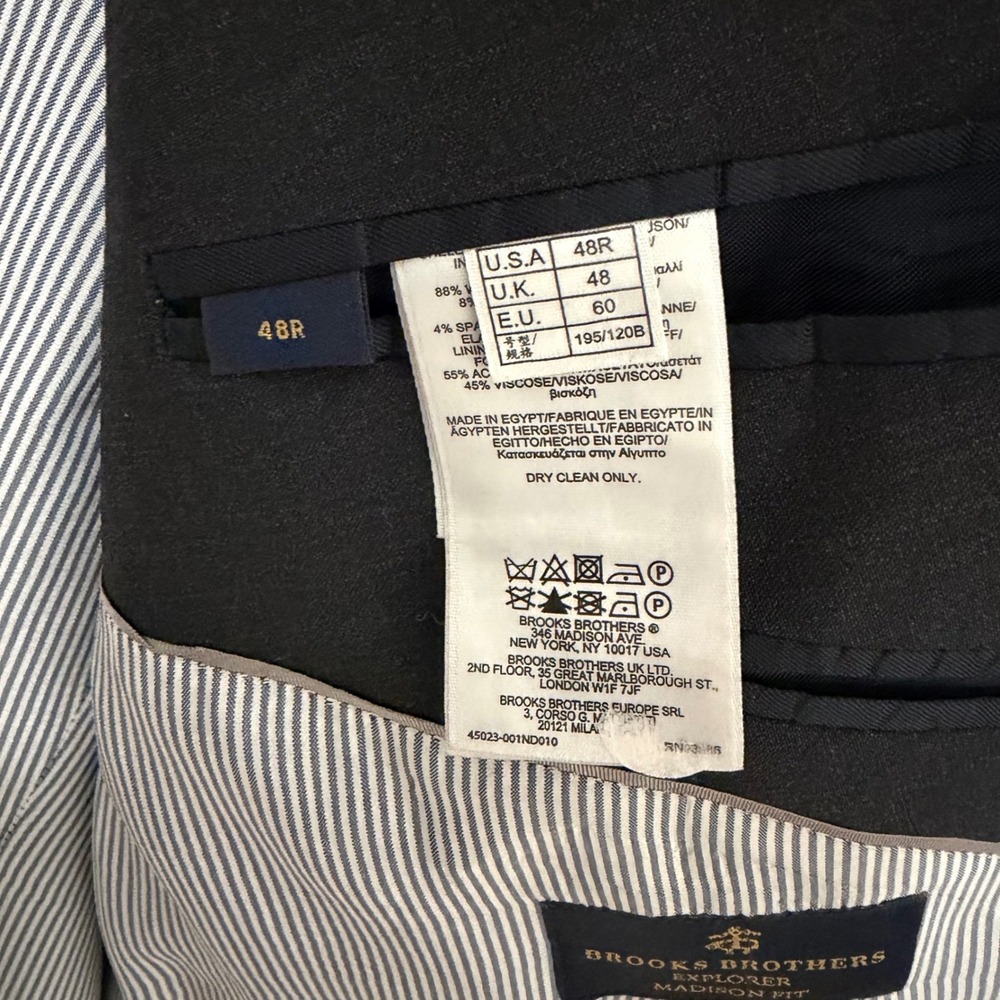 Brooks Brothers Explorer Madison Fit Blazer Mens 48R Charcoal Grey Wool Blend - Picture 7 of 8